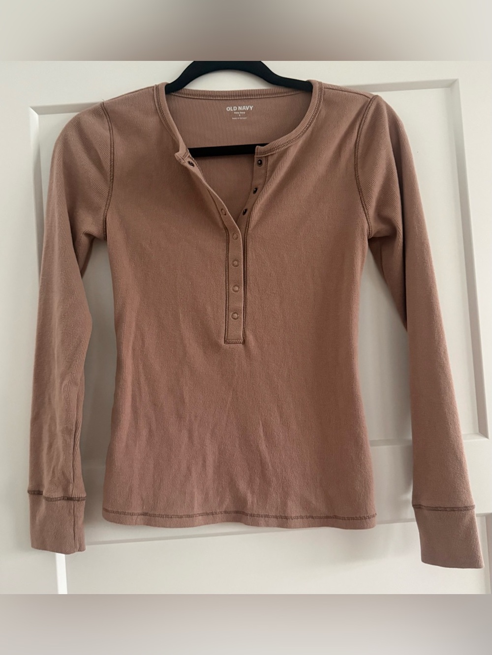 Old Navy Cozy Snug Tan Long Sleeve Henley Top Shirt Small S